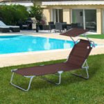 Sonnenliege Gartenliege klappbar mit Sonnenschutz Braun 187x58x36 cm für Terrasse & Balkon – Bild 2
