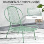 Set 3-teilig aus Stahl Wetterfest Gartenmöbel Set, Balkonmöbel Set, Grün – Bild 6