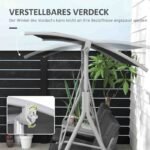 Hollywoodschaukel 2-Sitzer Schaukelbank mit Baldachin, Tasche, Gartenschaukel mit Tablett, bis 180 kg Belastbar, für Garten, Balkon, Schwarz – Bild 4