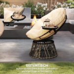 Papasansessel Rattan 360° drehbar Korbsessel mit Kissen Durchmesser 90 cm, für Wohnzimmer, Garten, Balkon, Beige – Bild 5