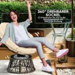 Papasansessel Rattan 360° drehbar Korbsessel mit Kissen Durchmesser 90 cm, für Wohnzimmer, Garten, Balkon, Beige – Bild 4